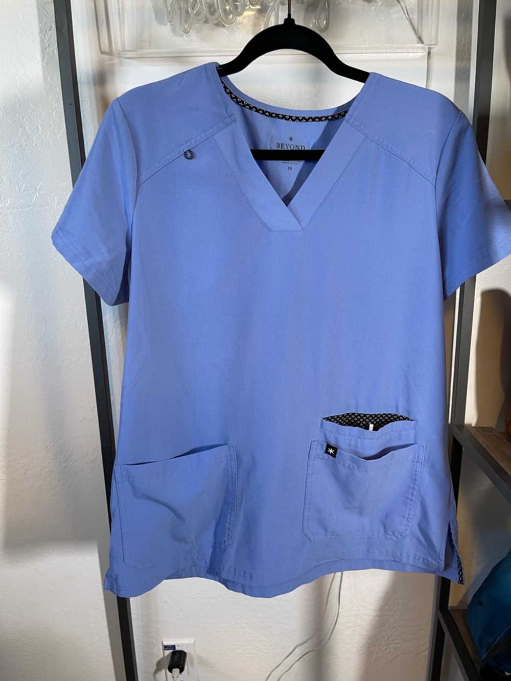 Beyond Scrubs V-Neck Medical Top in Periwinkle Blue